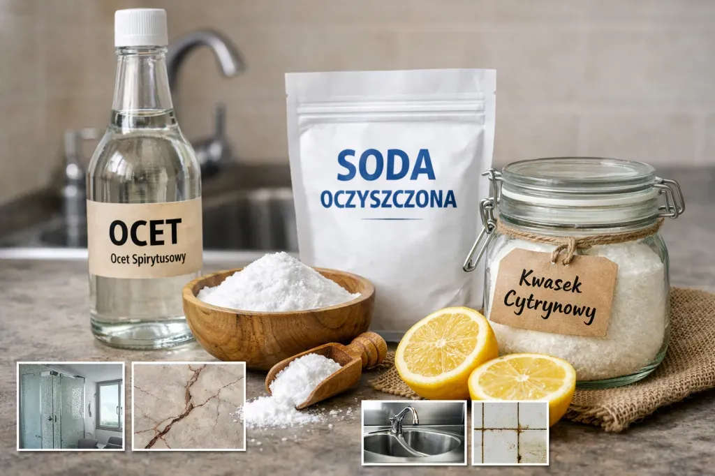 ocet, soda i kwasek cytrynowy do sprzątania