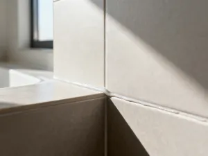 Nowoczesna łazienka z wiszącą szafką z umywalką nablatową oraz umywalką na postumencie dla porównania rozwiązań.