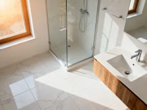 Pusta wnęka pod blatem kuchennym z miarką wskazującą odpowiednią ilość miejsca na montaż pralki.