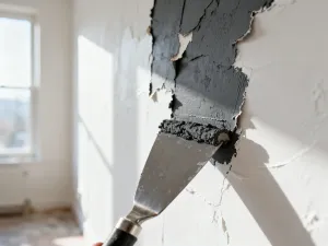 Nowoczesna chromowana bateria umywalkowa z korkiem typu klik-klak w minimalistycznej łazience.